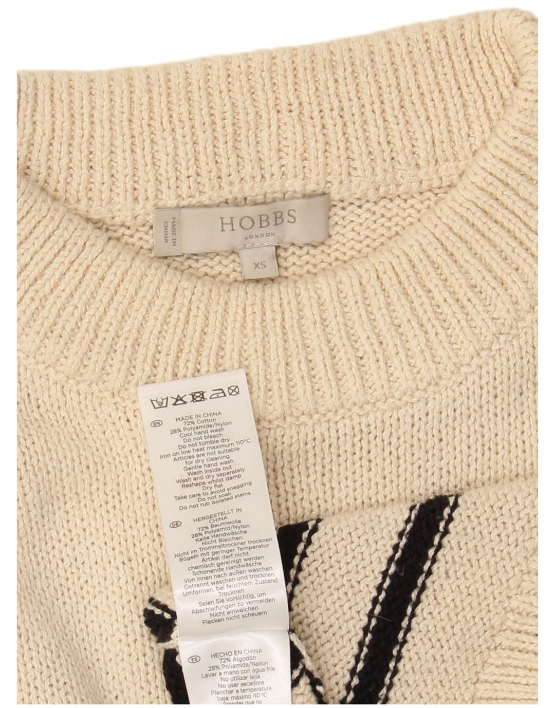 HOBBS Damen-Pullover, übergroß, Rundhalsausschnitt, Gr. 6, XS, gebrochenes Weiß, gestreift