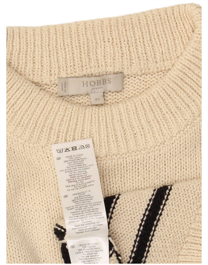 HOBBS Damen-Pullover, übergroß, Rundhalsausschnitt, Gr. 6, XS, gebrochenes Weiß, gestreift
