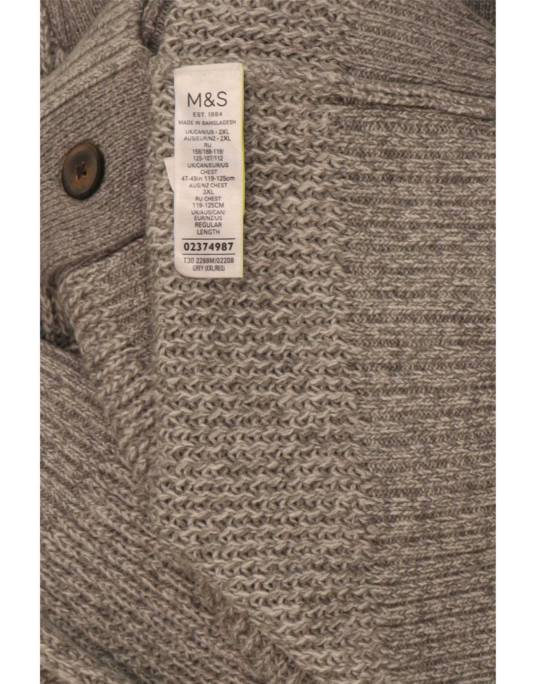 Marks & Spencer Herren Strickjacke 2XL Grau Acryl
