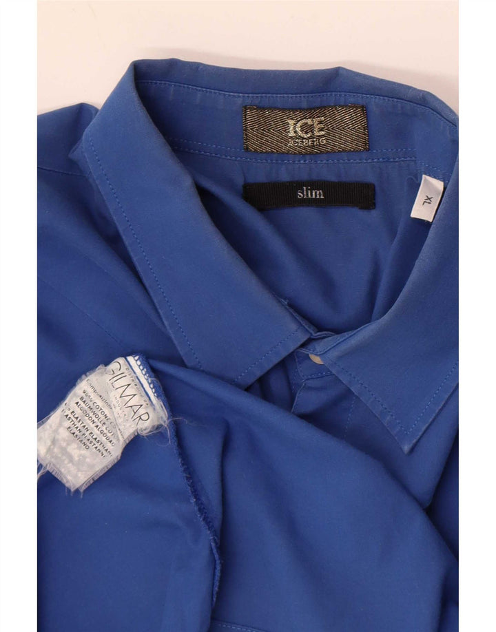 Iceberg Herren Slim Shirt XL Blau Baumwolle