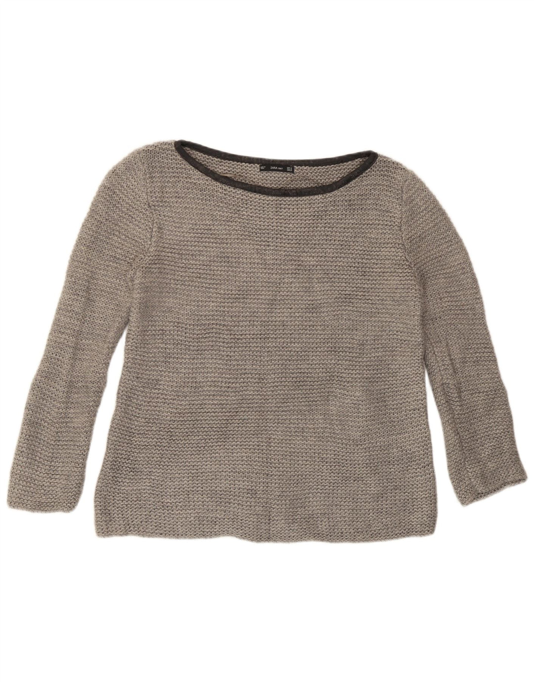 Zara Damen-Pullover mit U-Boot-Ausschnitt, Gr. 14, Mittelgrau