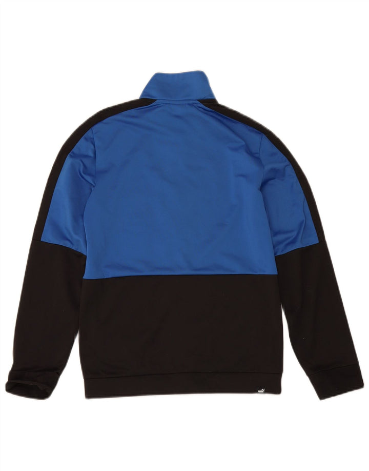 Puma Jungen Grafik-Trainingsanzug-Top-Jacke, 11–12 Jahre, blaues Farbblockdesign