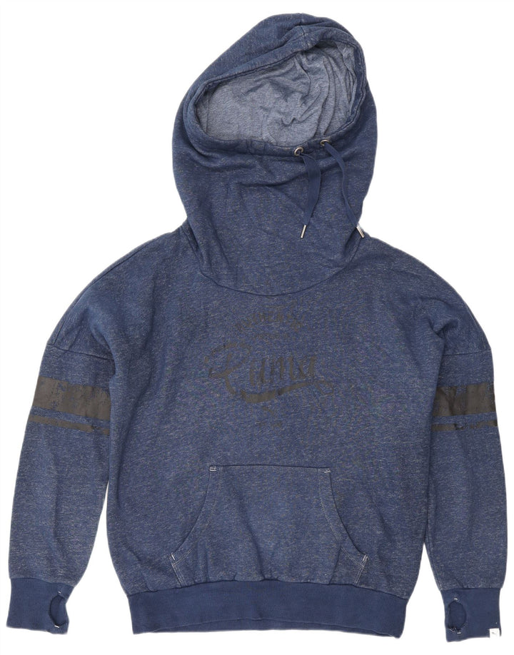 PUMA Damen Übergroßer Kapuzenpullover UK 12 Medium Navy Blue Flecked
