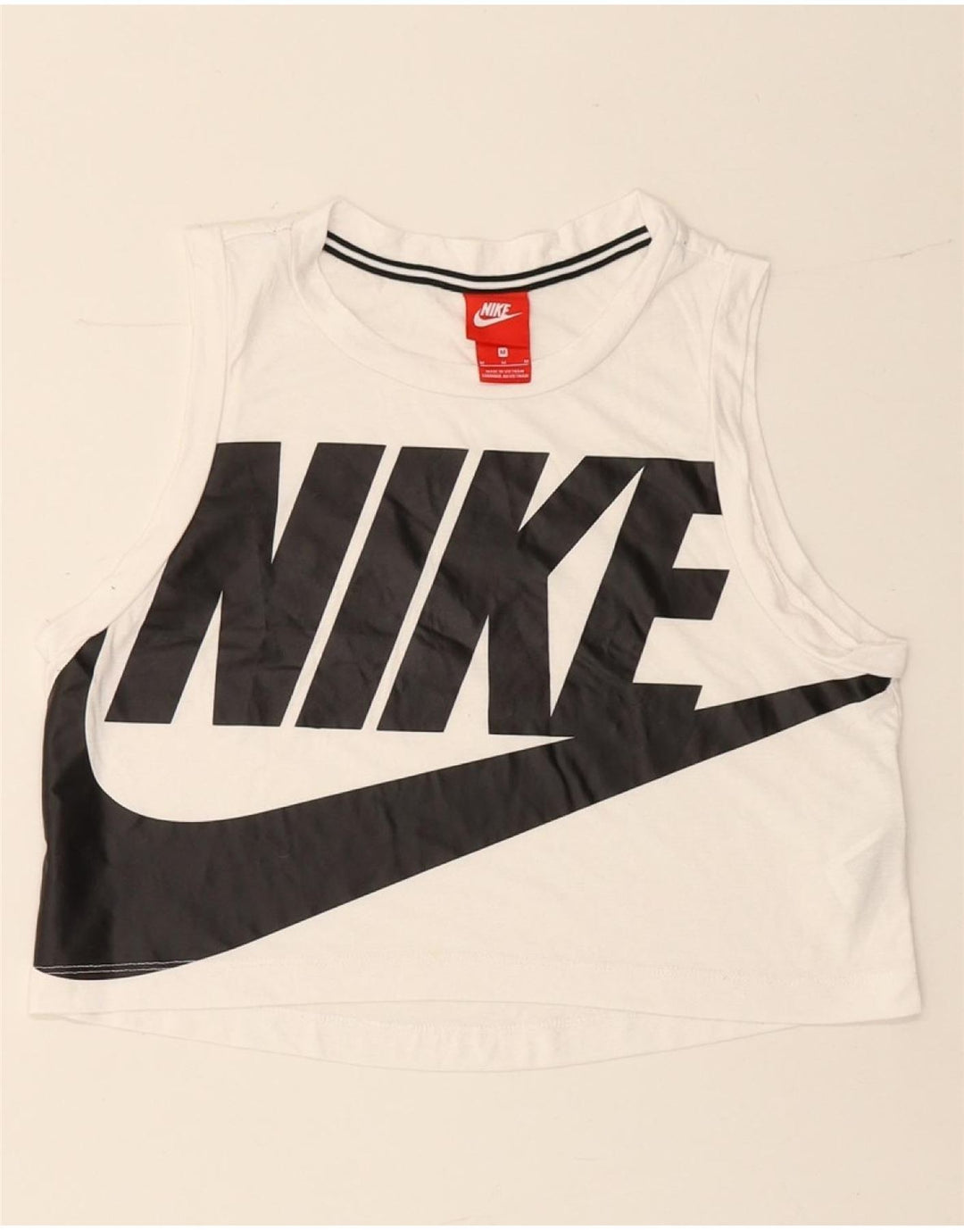 NIKE Womens Crop Graphic Vest Top UK 14 Mittelweißes Polyester