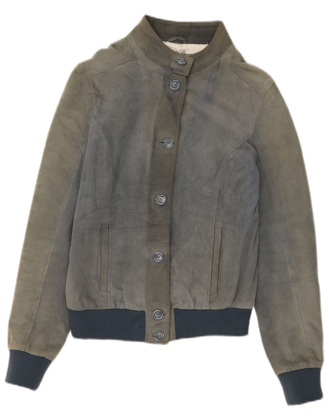Emanuele Curci Damen Wildleder-Bomberjacke IT 44 Mittelgrauer Farbblock