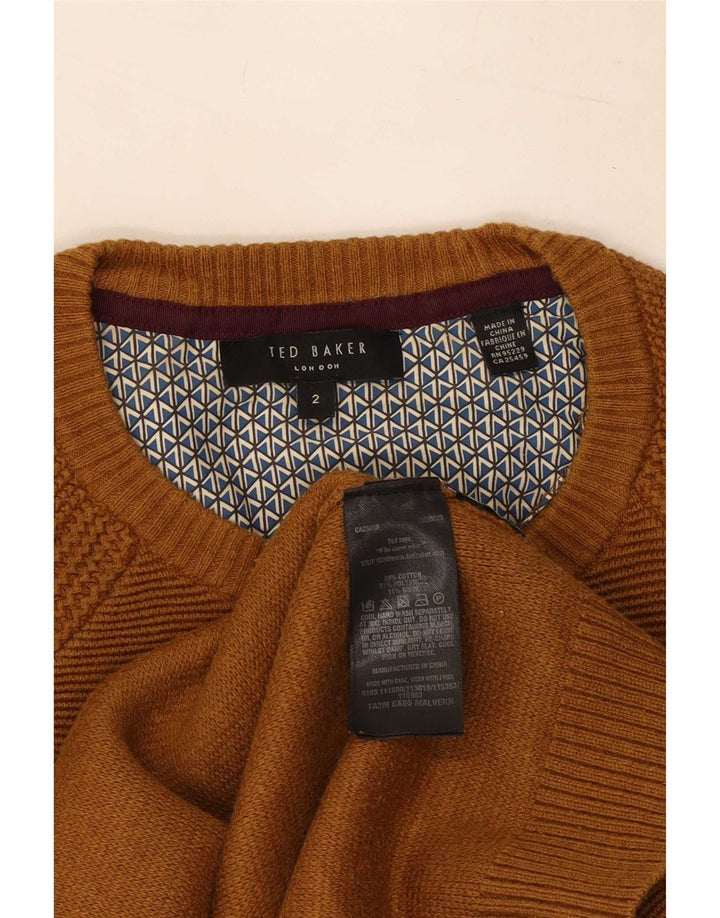Ted Baker Herren-Pullover mit Rundhalsausschnitt, Größe 2, klein, beige Baumwolle