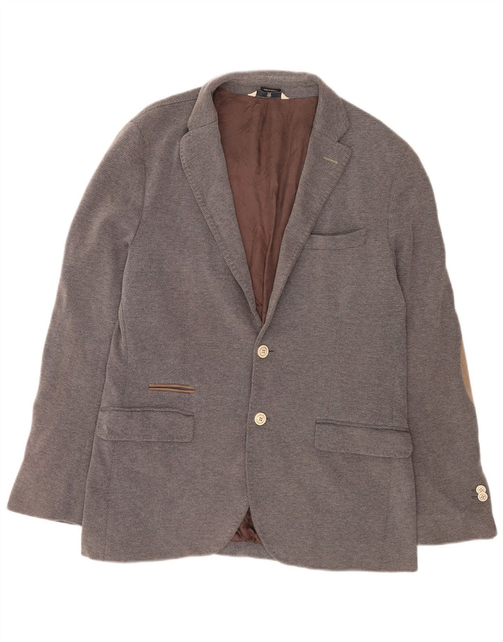 Massimo Dutti Herren-Blazer mit 2 Knöpfen, EU 52, große graue Baumwolle