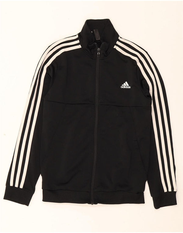 Adidas Boys Tracksuit Top Jacket 11-12 Years Black Polyester