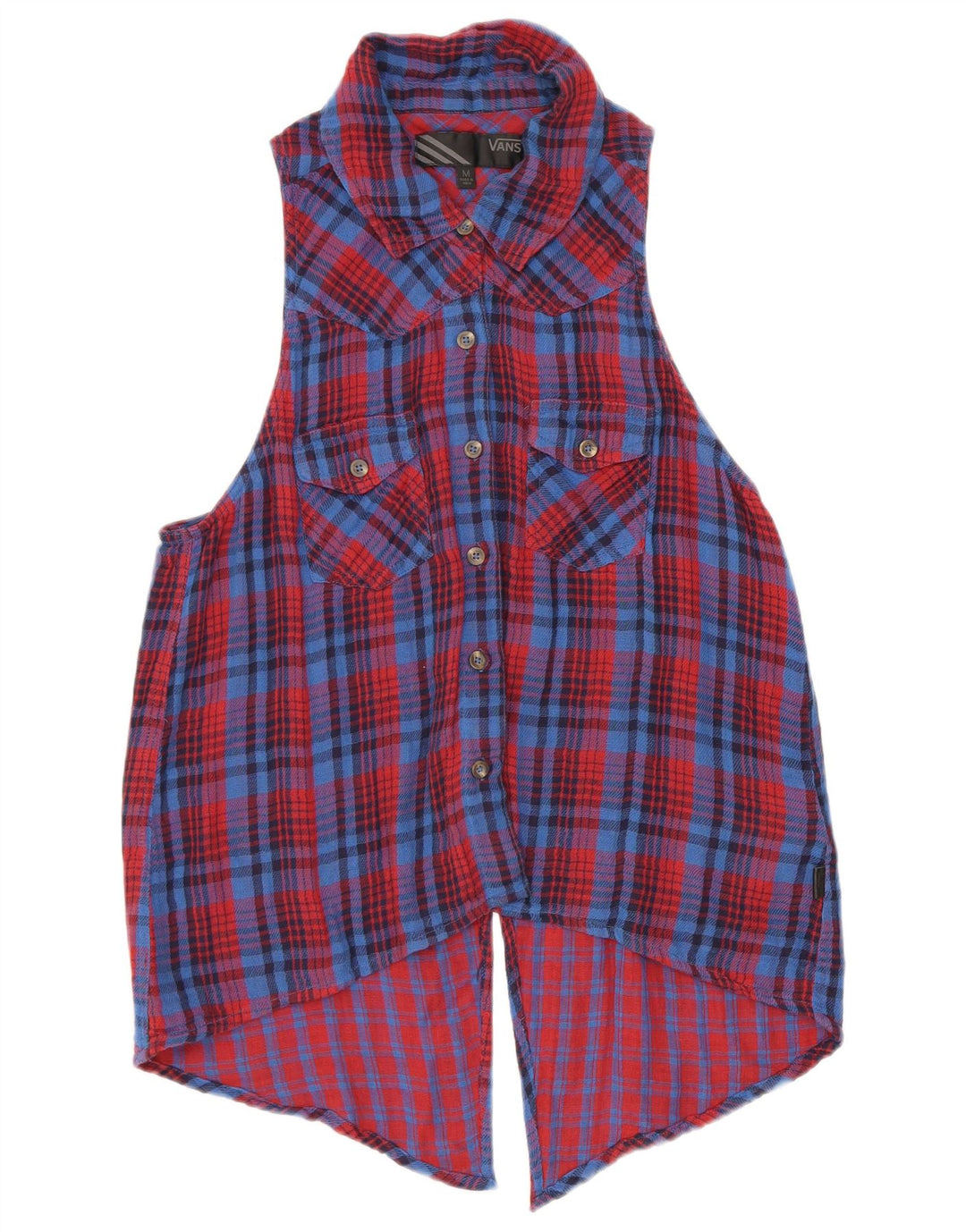 Vans Ärmellose Hemdbluse für Damen, UK 12, mittelrot, kariert, Baumwolle