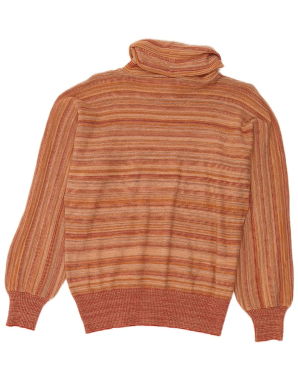 Vintage Damen Rollkragenpullover IT 44 Mittelorange gestreift