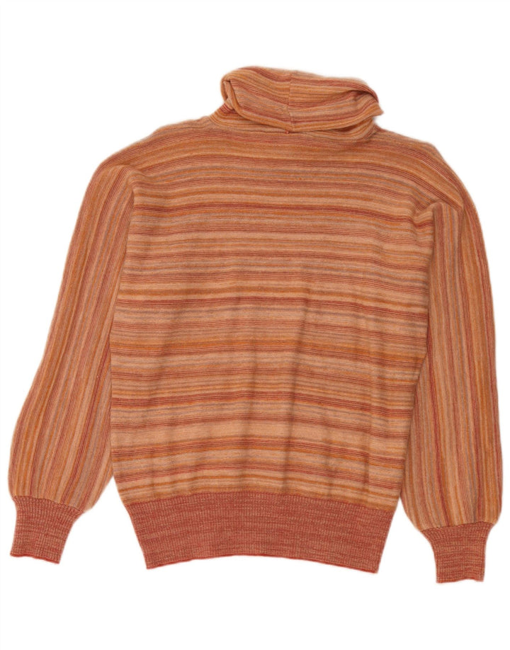 Vintage Damen Rollkragenpullover IT 44 Mittelorange gestreift
