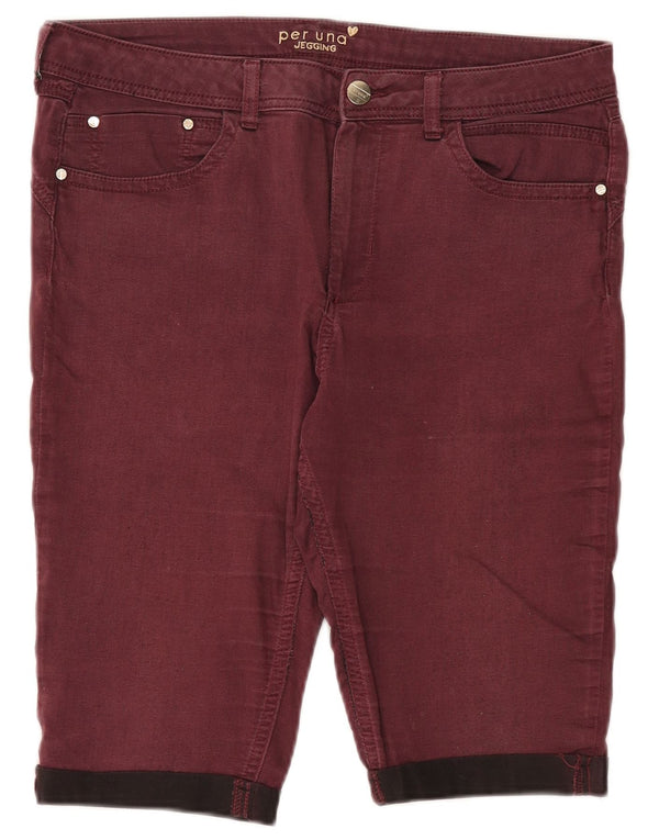 Marks & Spencer Damen Per Una Jeansshorts mit hoher Taille W36 XL Burgunderrot
