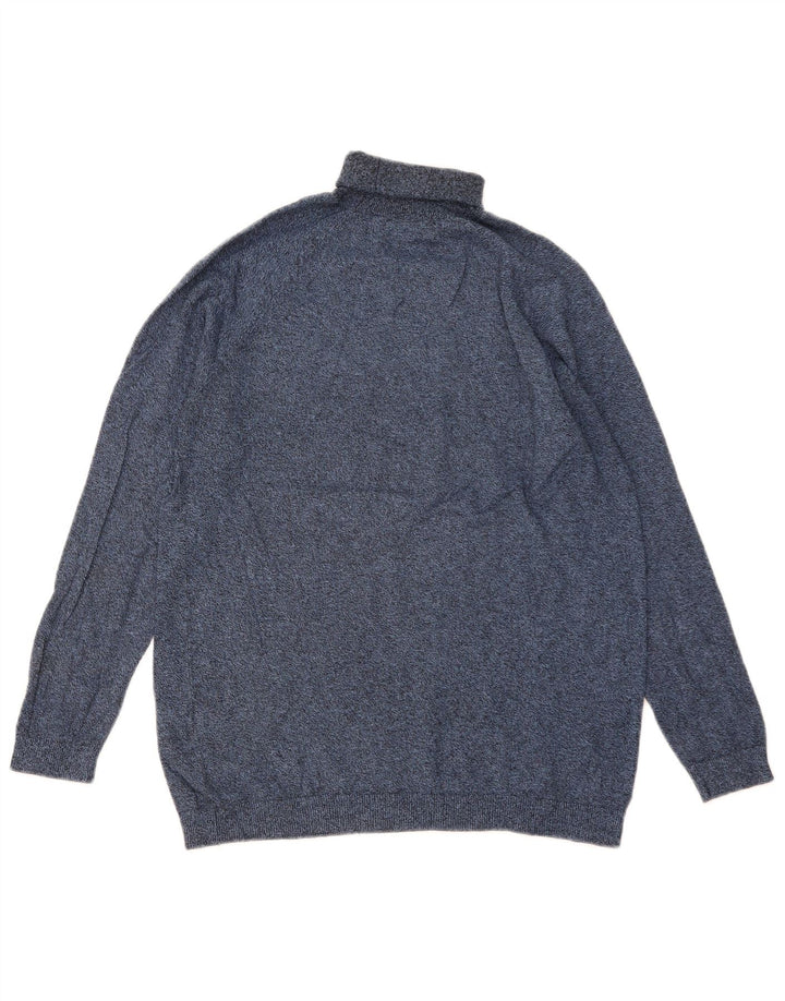 Rollkragenpullover für Herren von Zara, mittelblau gefleckte Viskose