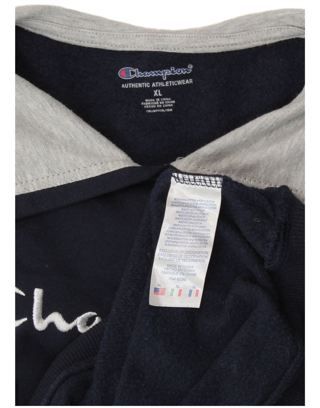 CHAMPION Womens Graphic Hoodie Pullover UK 18 XL Marineblau Baumwolle
