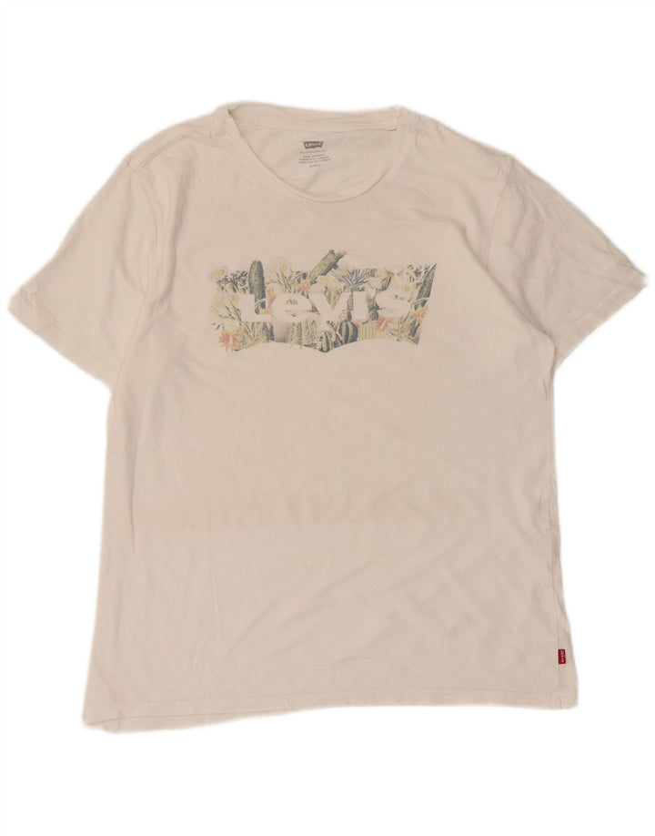 LEVI'S Damen-T-Shirt mit Grafik, UK 10, Größe S, Weiß