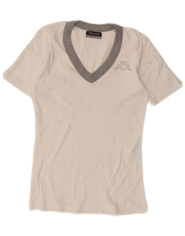 Kappa Damen T-Shirt Top UK 8 Small Weiß Colourblock