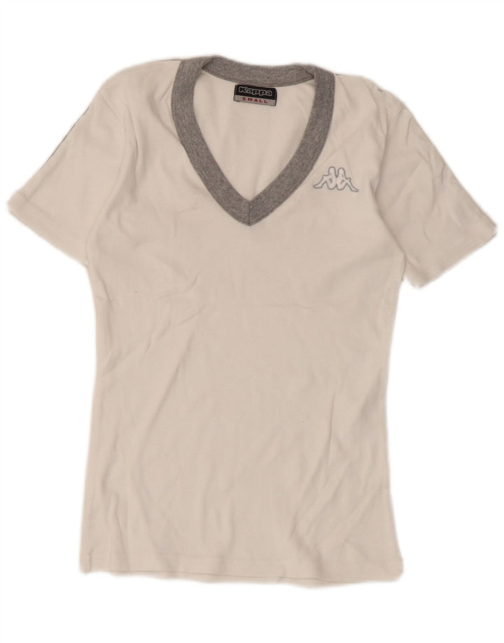 Kappa Damen T-Shirt Top UK 8 Small Weiß Colourblock