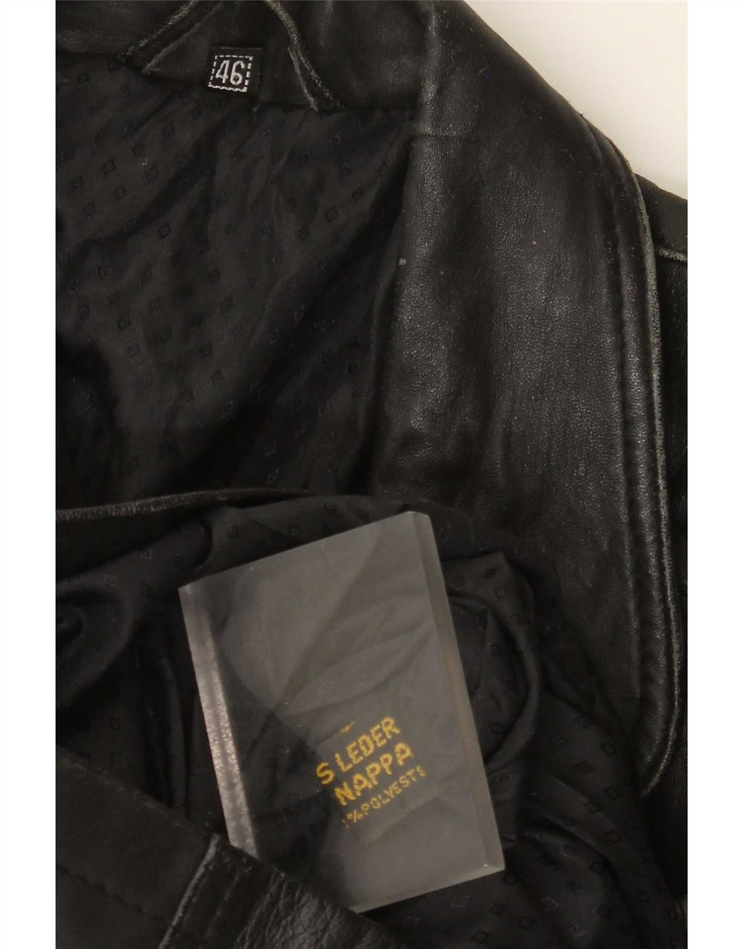 Vintage Womens Oversized Leather Coat EU 46 XL Black