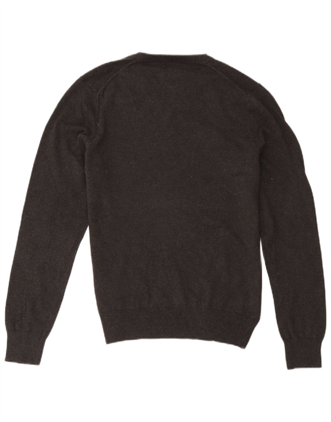 Marks & Spencer Herren-Pullover mit V-Ausschnitt aus mittelgrauer Baumwolle