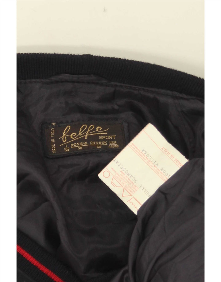 Belfe Herren-Bomberjacke aus Wildleder, IT 50, großes marineblaues Leder