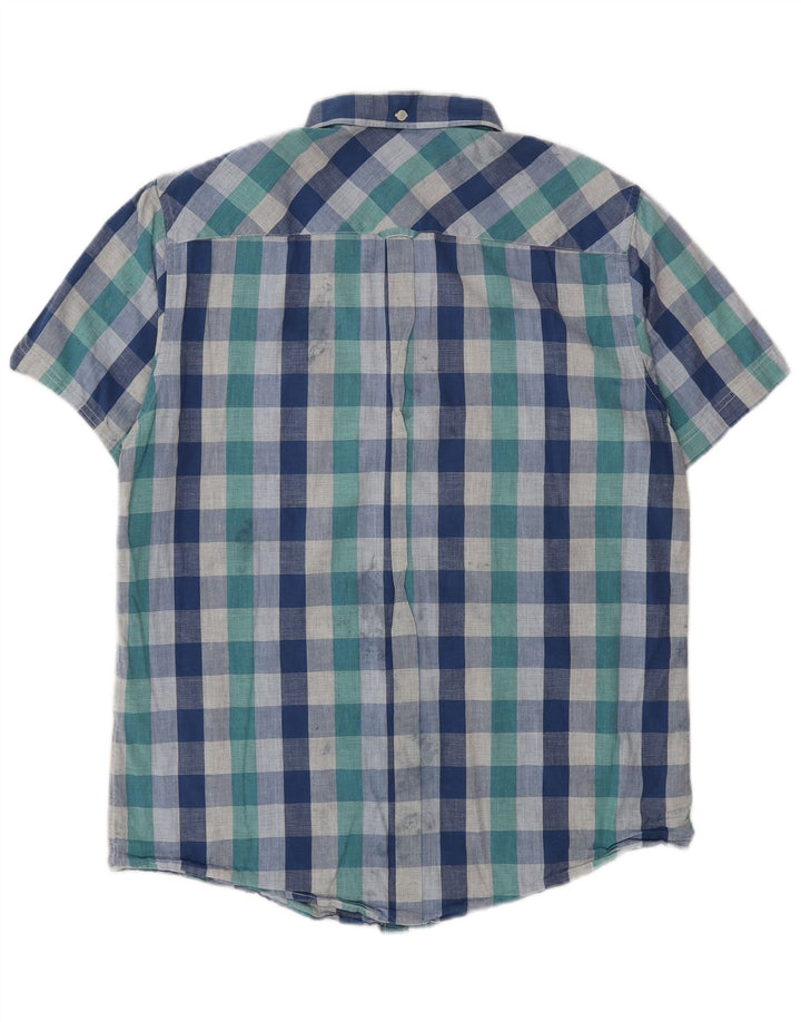 Ben Sherman Herren-Kurzarmhemd, groß, blau kariert, Baumwolle