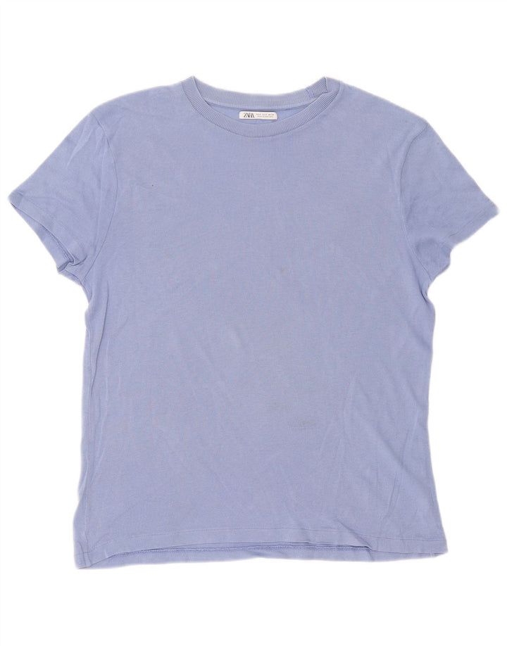 Zara Herren T-Shirt Top Small Blau Baumwolle