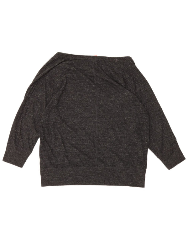 Nike Damen Grafik-Sweatshirt mit 3/4-Ärmeln, UK 16, Größe L, Grau meliert