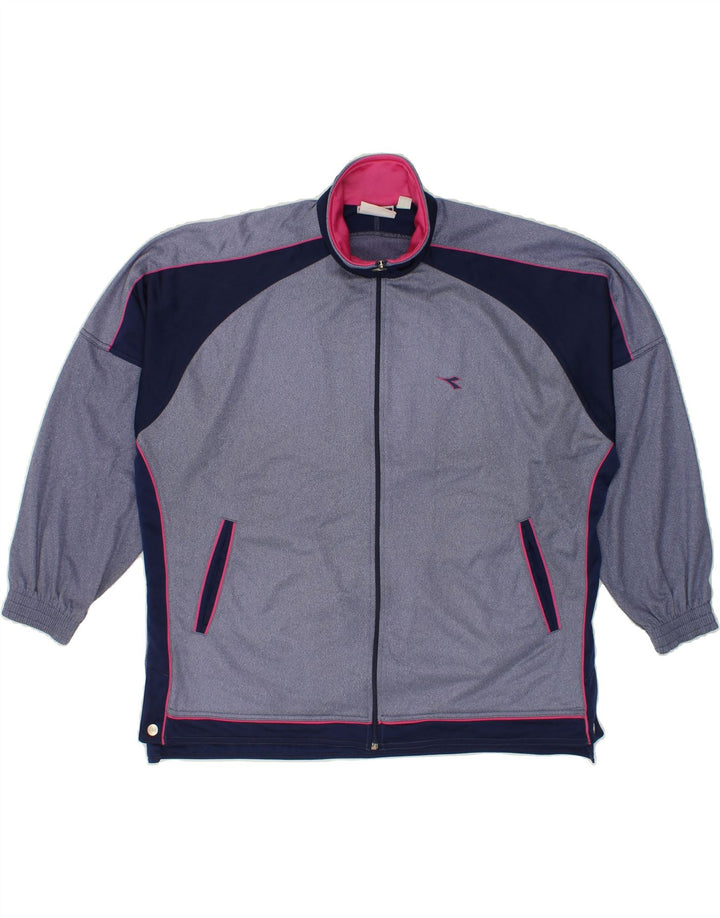 DIADORA Womens Tracksuit Top Jacket UK 14 Medium Blue Colourblock Vintage Diadora and Second-Hand Diadora from Messina Hembry 