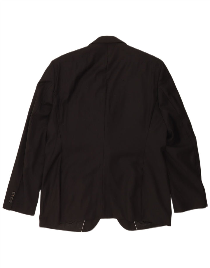 Hugo Boss Herren-Blazer mit 2 Knöpfen, EU 56, 3XL, schwarze Nadelstreifen-Schurwolle