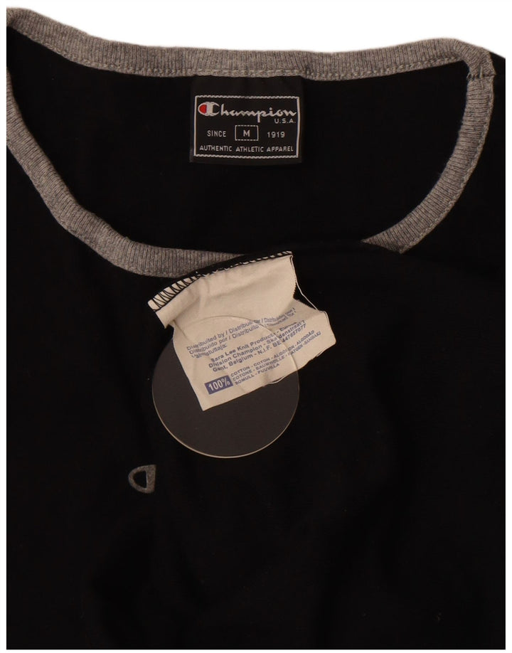 Champion Damen T-Shirt Top UK 12 Medium Schwarz Baumwolle