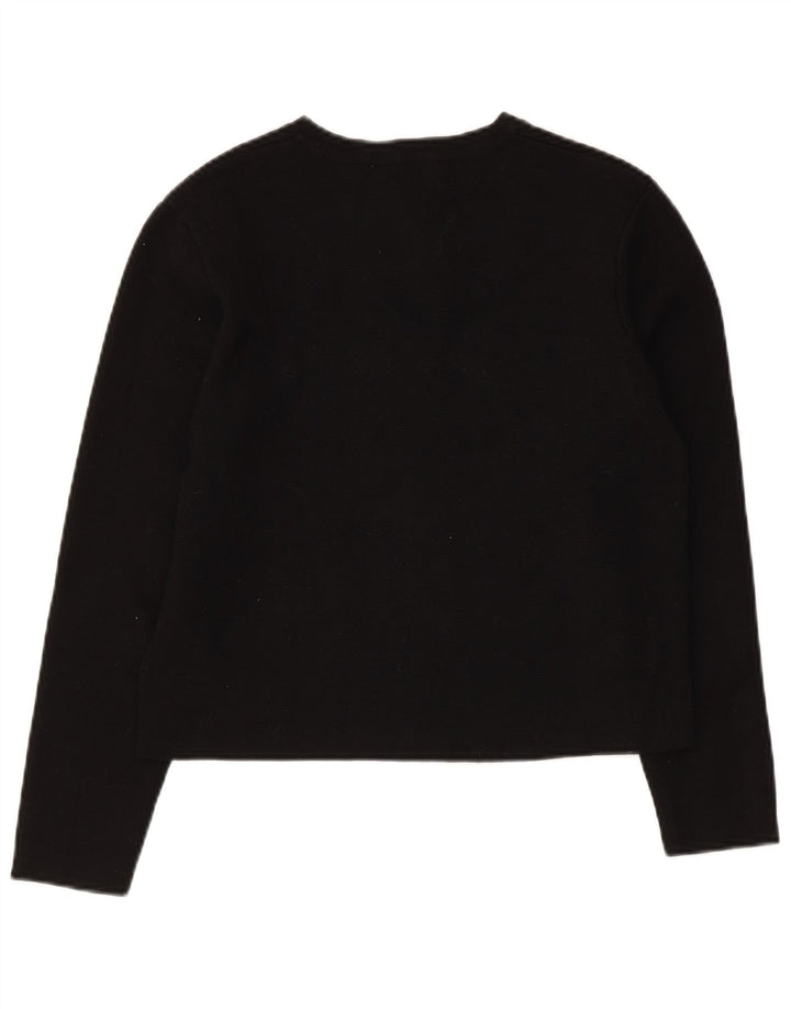 Zara Damen Crop Cardigan Pullover UK 12 Mittelschwarze Viskose