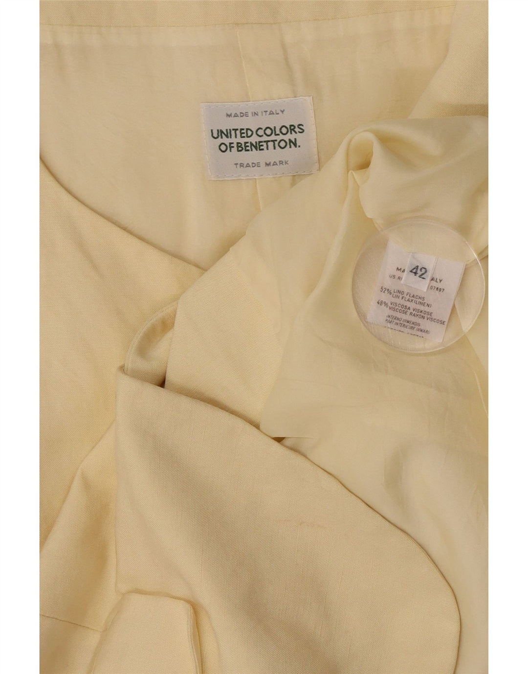 Benetton Damen 4-Knopf-Kurzarm-Blazerjacke IT 42 Mittelbeige