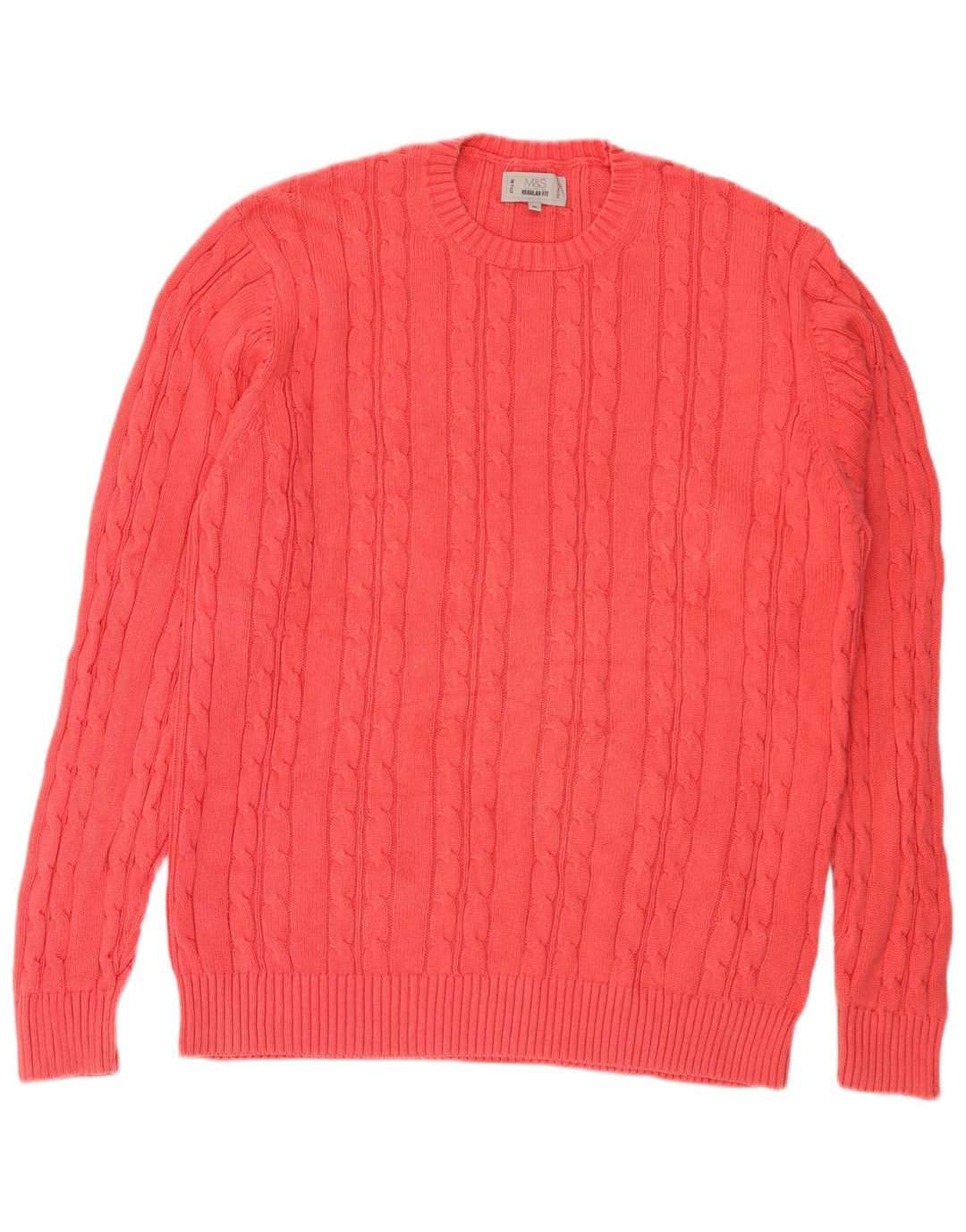 Marks & Spencer Herren-Pullover mit Rundhalsausschnitt, XL, rosa Baumwolle
