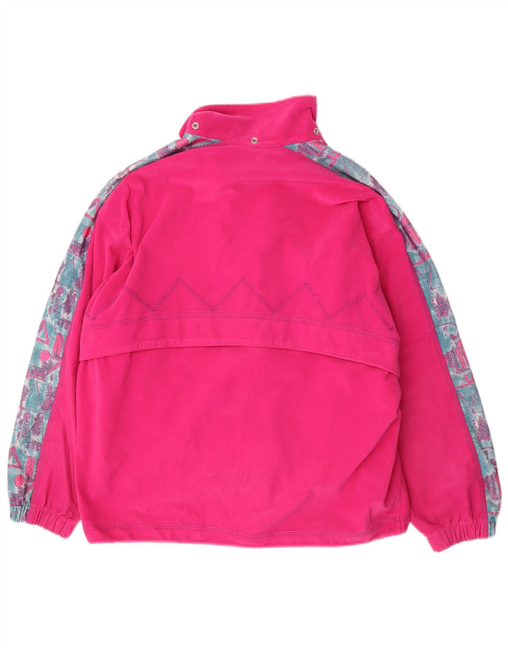 DIADORA Womens Oversized Tracksuit Top Jacket US 6 Medium Pink Geometric