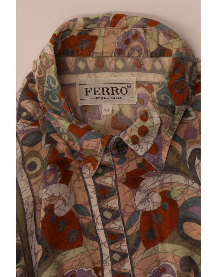 Ferro Herren-Kurzarmhemd, mittelgroß, mehrfarbig, Blumenmuster
