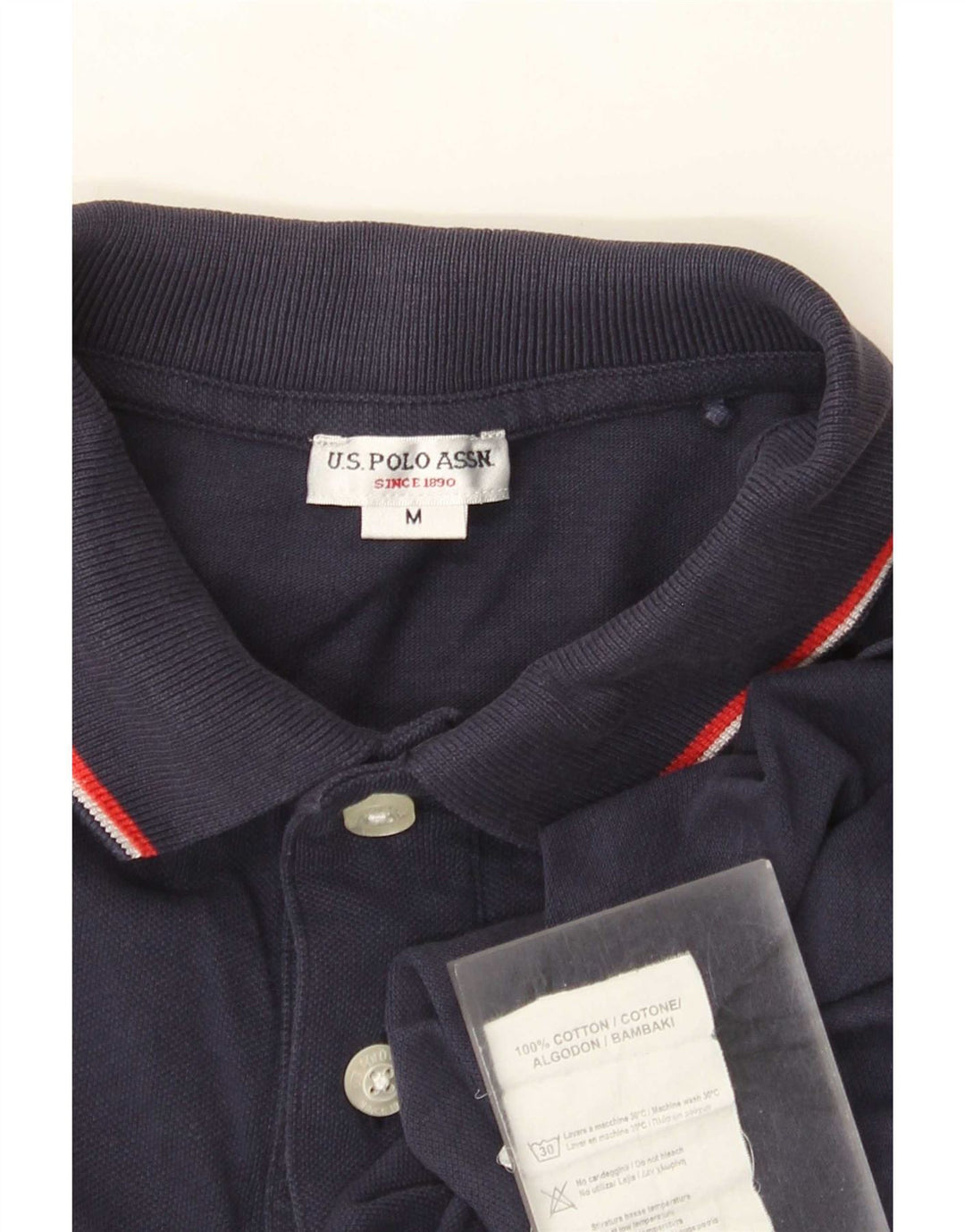 U.S. Polo Assn. Mittelgroßes marineblau gestreiftes Herrenhemd aus Baumwolle