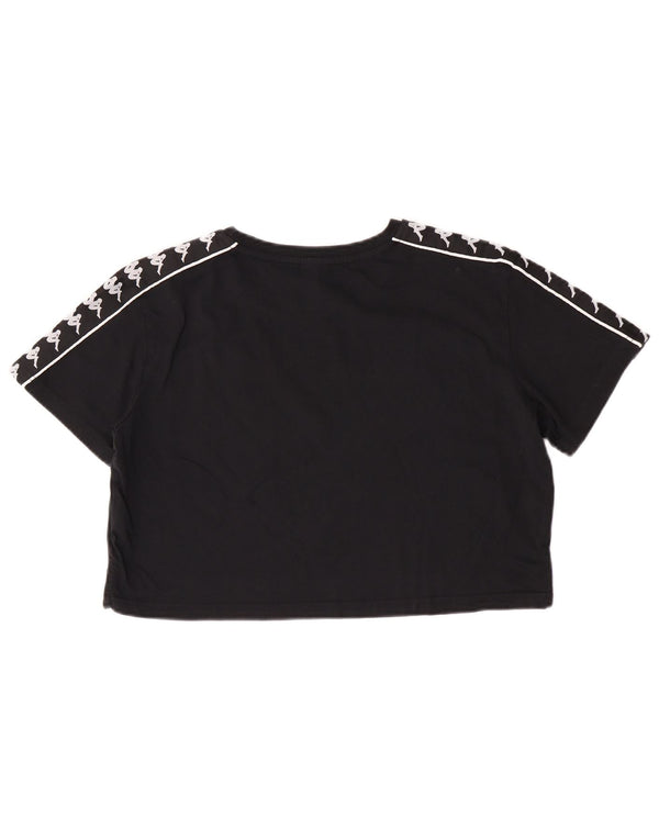 Kappa Damen Crop Graphic T-Shirt Top UK 14 Mittelschwarze Baumwolle