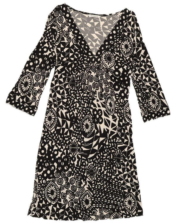 Marella A-Linien-Kleid mit 3/4-Ärmeln für Damen, UK 12, Mittelschwarz, geometrisch
