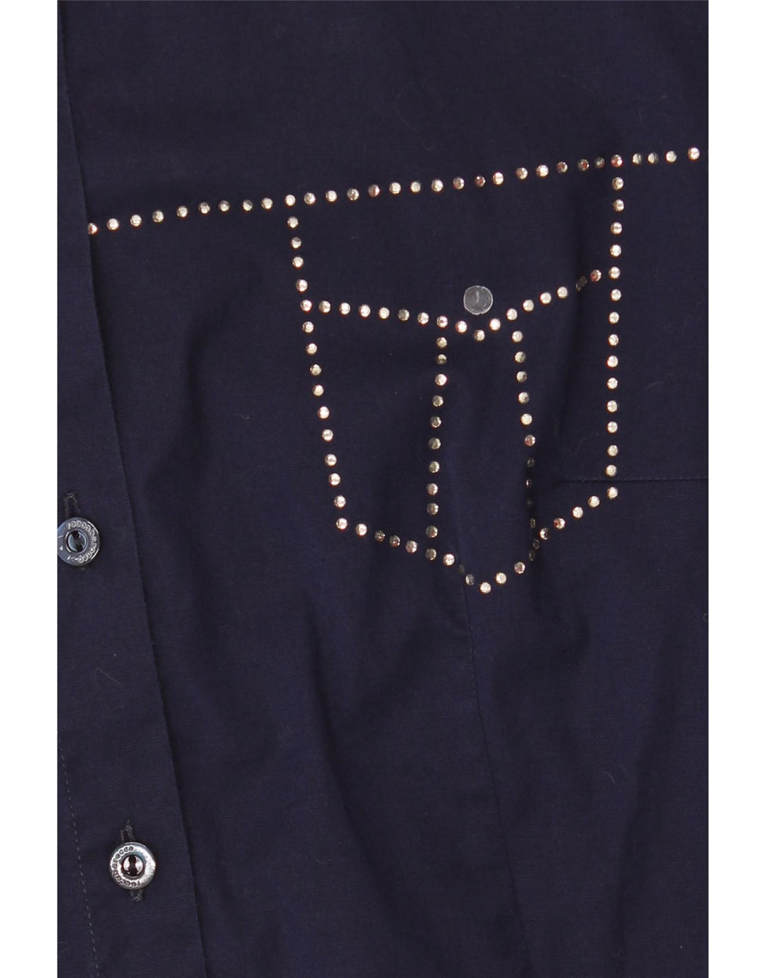 Roccobarocco Damen Grafik-Hemdbluse IT 44 Mittelmarineblaue Baumwolle