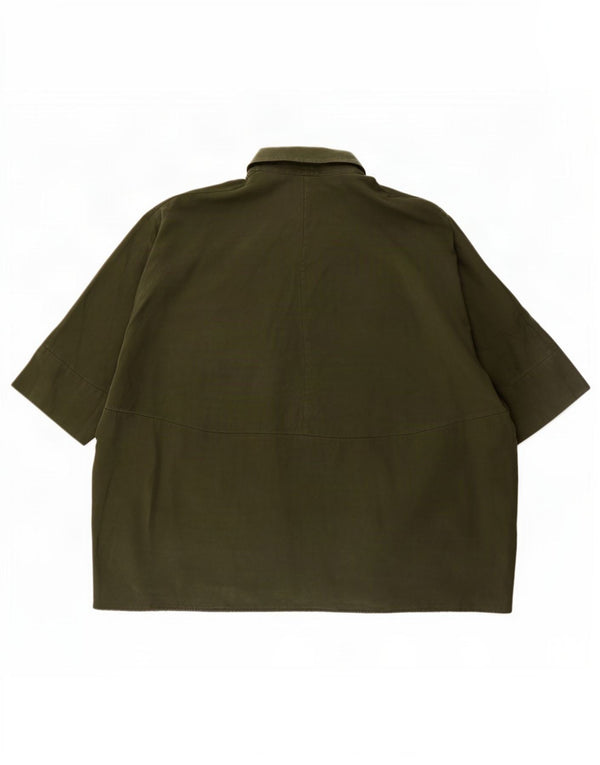 Cos Womens Kurzarm-Oversize-Hemd UK 10 Small Khaki Lyocell