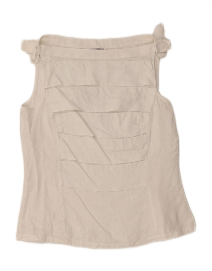 NARACAMICIE Damen ärmelloses Blusen-Top, Größe S, Weiß