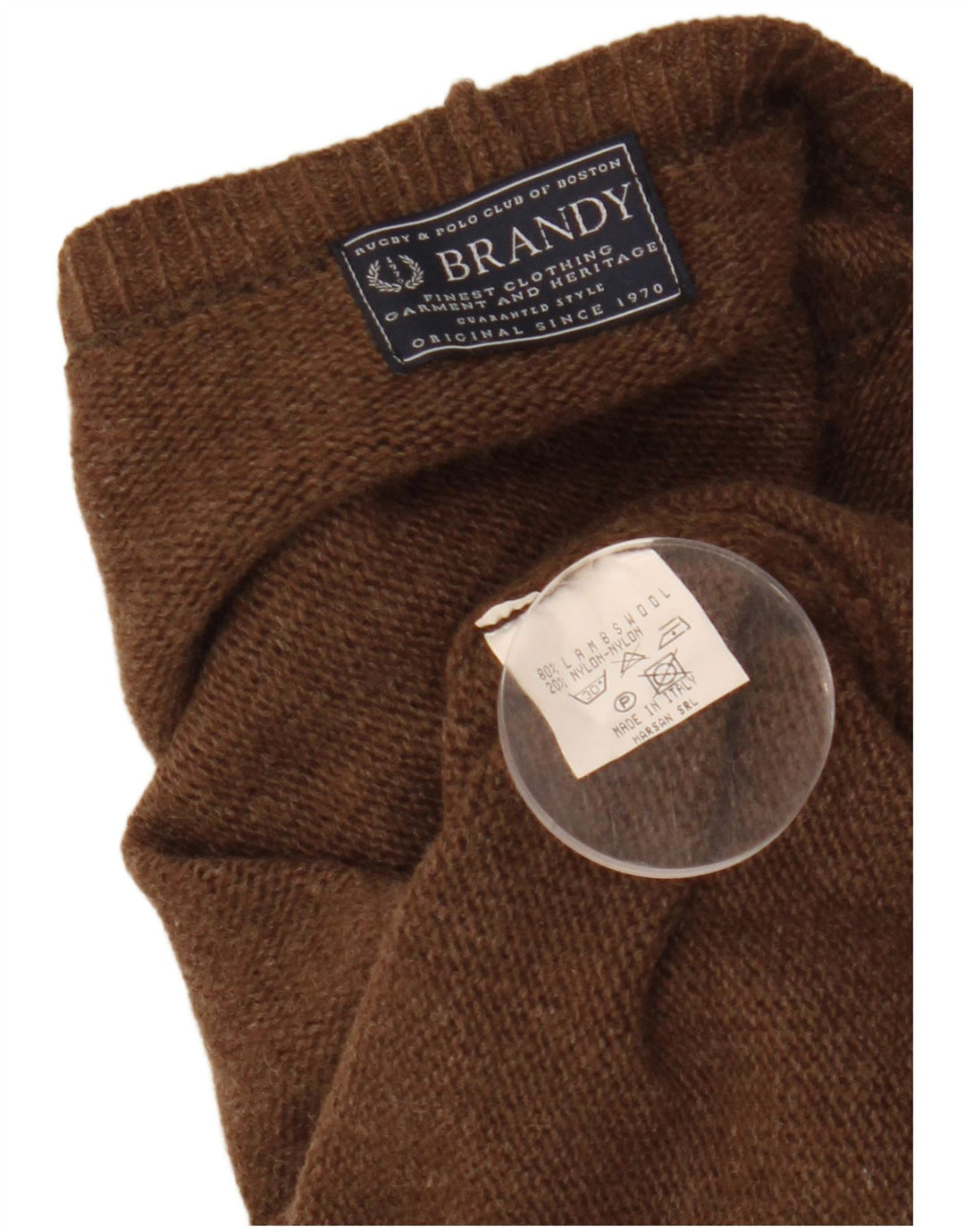 VINTAGE Damen Crop Cardigan Pullover UK 14 Mittelbraune Lammwolle