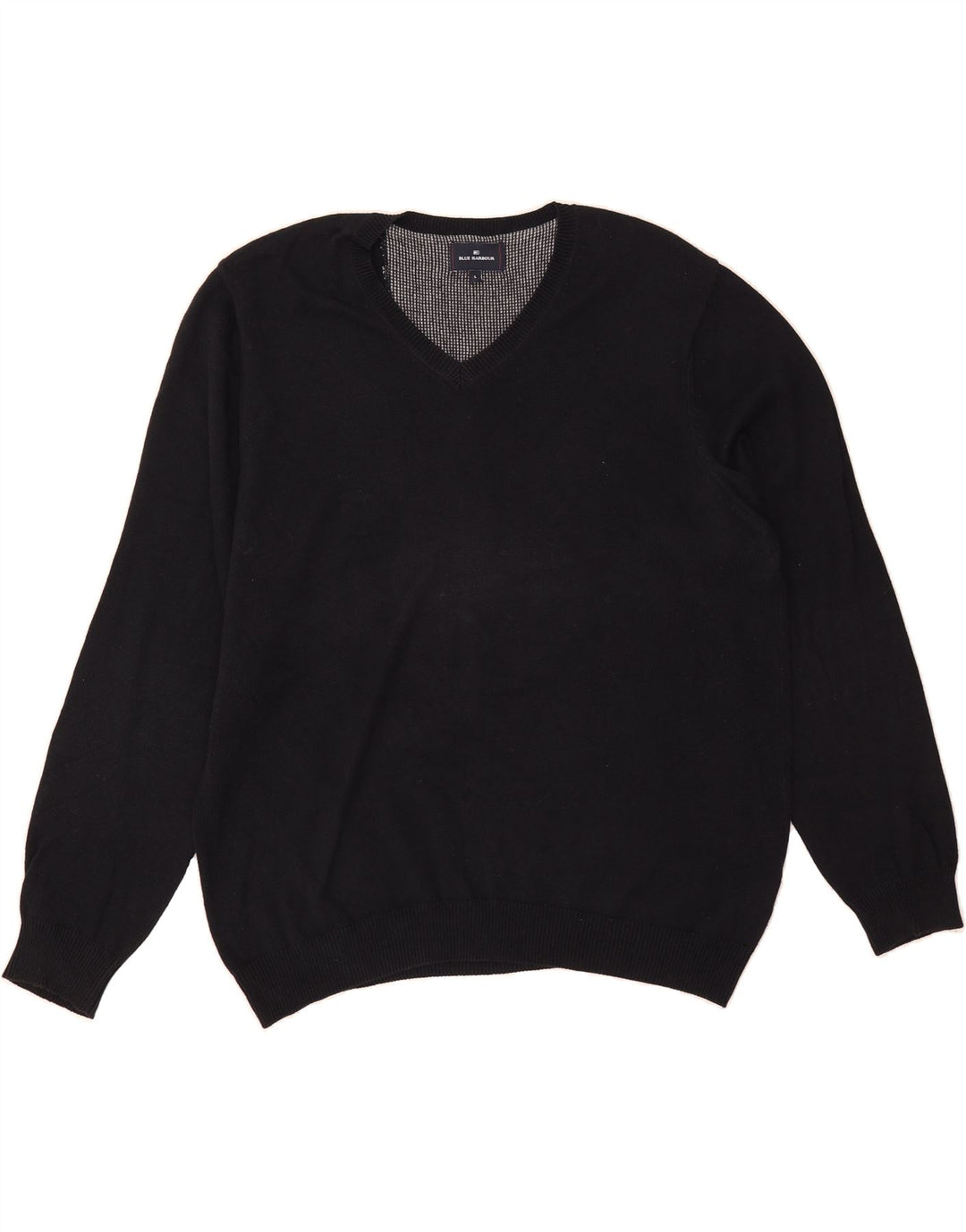 BLUE HARBOUR Mens V-Neck Jumper Sweater Large Black Vintage Blue Harbour and Second-Hand Blue Harbour from Messina Hembry 