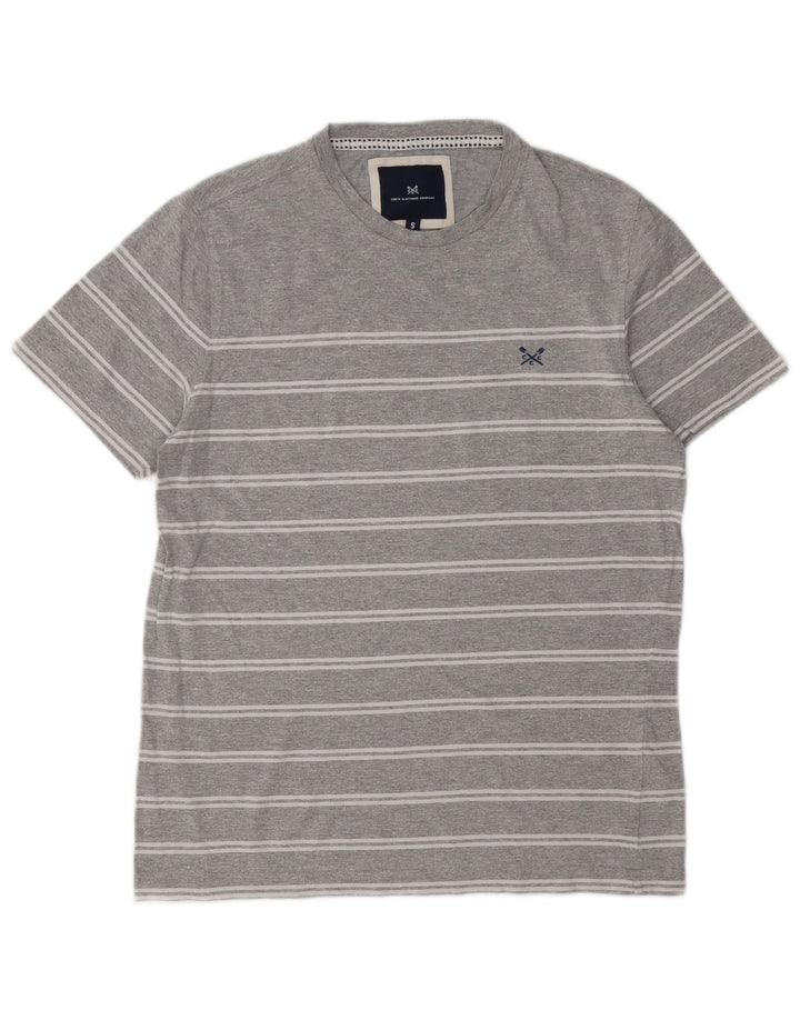 Crew Clothing Herren-T-Shirt-Oberteil, klein, grau gestreift, Baumwolle