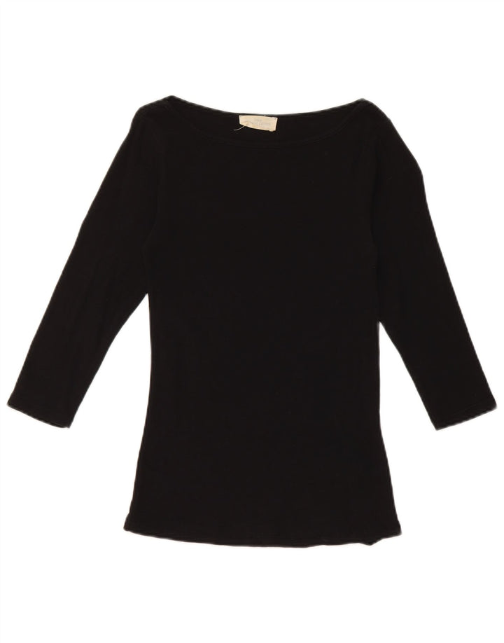 Zara Damen-Top, 3/4-Ärmel, UK-Größe 8, S, schwarze Baumwolle