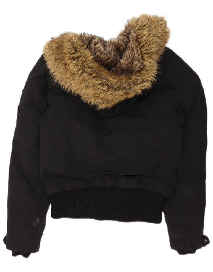 Woolrich Wattierte Damenjacke mit Kapuze, UK 14, Mittelschwarz, Polyester