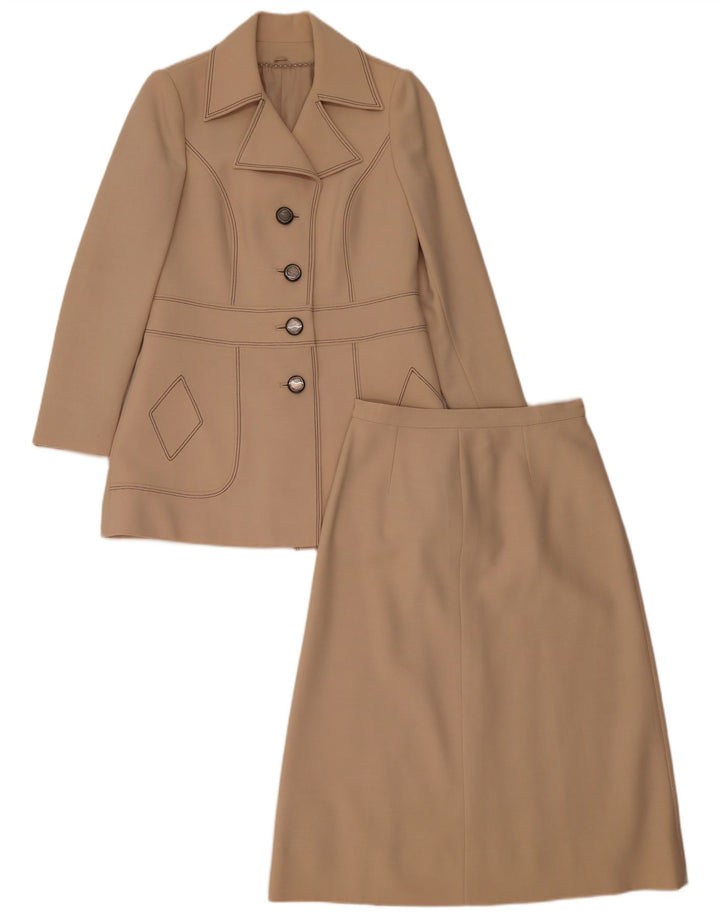 Vintage Damen 4-Knopf-2-teiliges Rock-Set IT 42 Medium W26 Beige