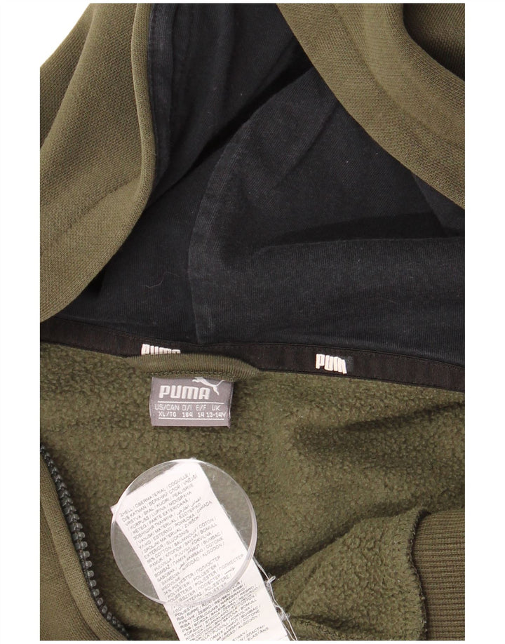 PUMA Jungen Graphic Zip Hoodie Pullover 13-14 Jahre Khaki Baumwolle