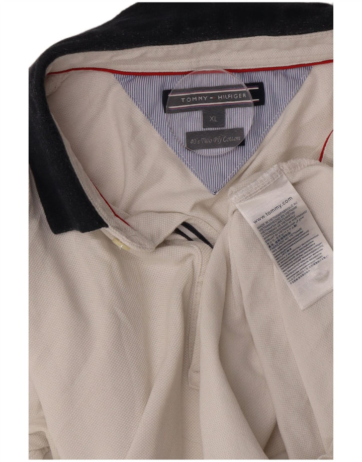Tommy Hilfiger Herren-Poloshirt XL, weiße Baumwolle