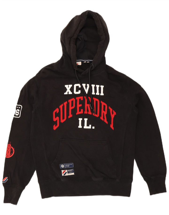 Superdry Herren-Pullover mit grafischem Kapuzenpullover, Größe S, Schwarz